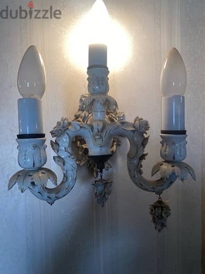 Antique Porcelain Chandelier & 2 appliqué