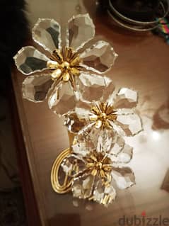 Decor Flower Object Crystal petals gold-colored stalk  كريستال