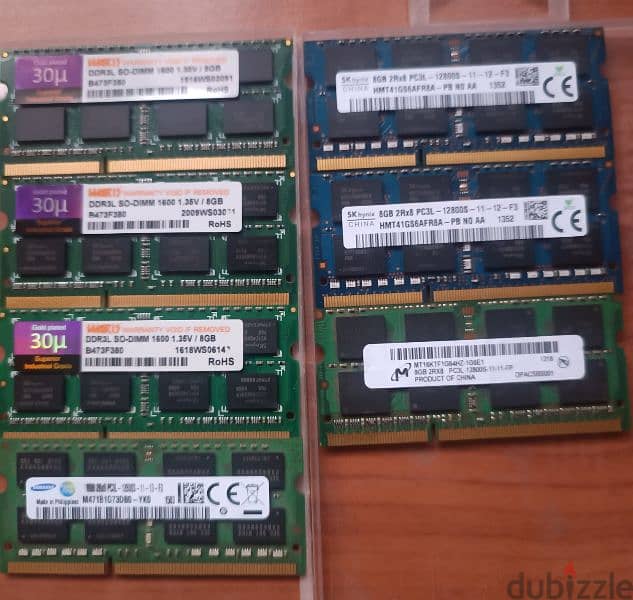 6 قطع رامات لاب توب ddr3  12800s بحالة الزيرو 4