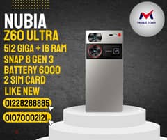 Nubia Z60 Ultra 512 giga + 16 ram حالة ممتازه بكل حاجته بيع او بدل