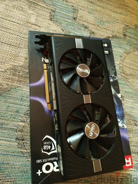 كارت شاشه Rx580 4gb بجميع مشتملاته اكسسوارات و قطع غيار كمبيوتر