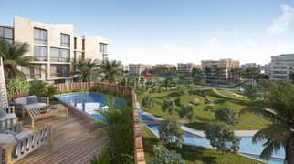 With a 5% down payment and installments over 9 years, an apartment for sale with a view of green spaces in the Bloomfields Mostakbal Compound.