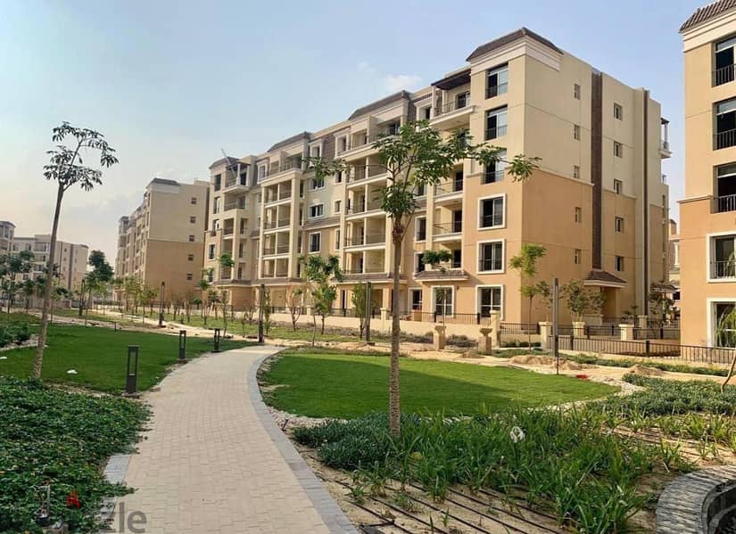 For sale, an apartment in a garden with a 42% discount on cash and installments over 8 years in Amazing Location in Cairo, in the Sarai Compound in fr 10