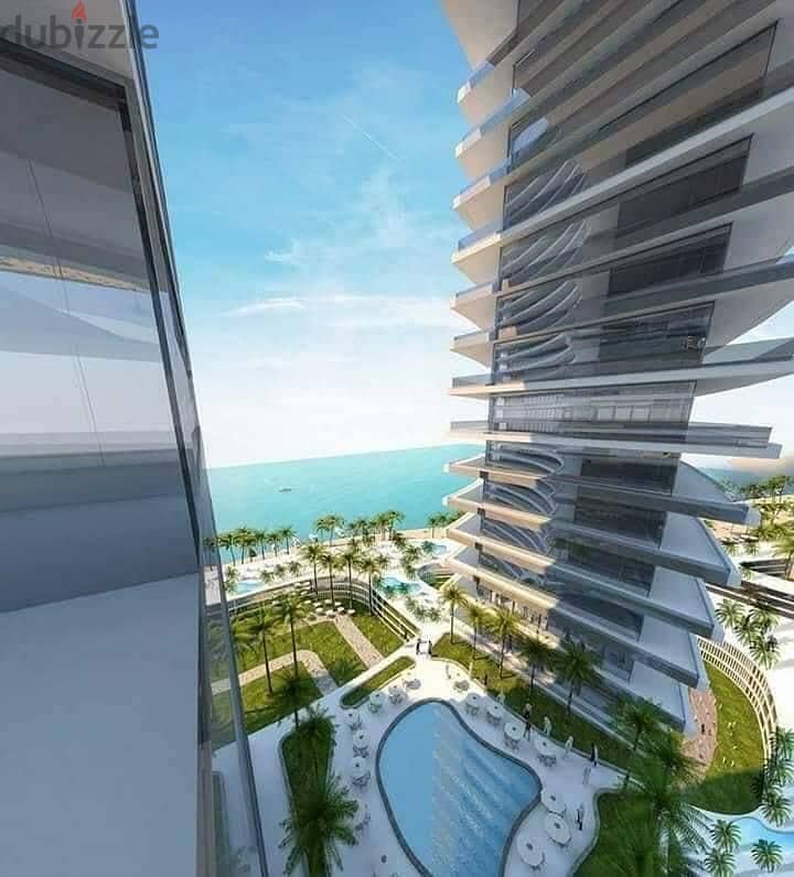 A hotel apartment directly on the sea for sale with a down payment of 6.9 million in New Alamein Towers 2