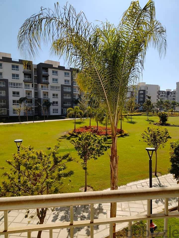 Apartment for vacant rent in Madinaty, area of ​​116 square meters, distinctive wide garden view, lowest price for rent in Madinaty 6