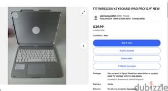 F17 Wireless Keyboard for iPad Pro 12.9