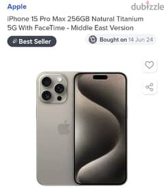 iPhone 15 Pro Max 256GB Natural Titanium 5G With FaceTime