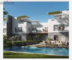 town house for sale with swimming pool lagoon view sheikh zayed in dunes in installments over 8 years