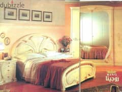 غرفة نوم روجينا خشب زان بالكامل عمولة لونها  اوف وايت
