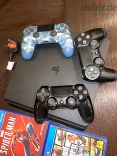 ps4 slim 500 gb used with 3 working controllers