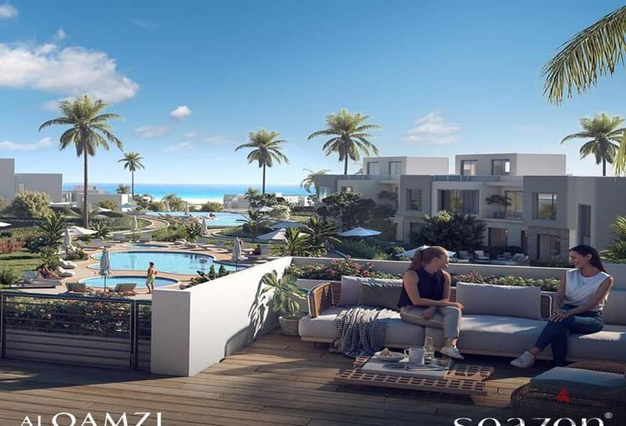 Finished 3BR 170m townhouse villa lagoon and sea view with ACs in Seazen North Coast Kilo 170 with installments سيزن الساحل الشمالي 3