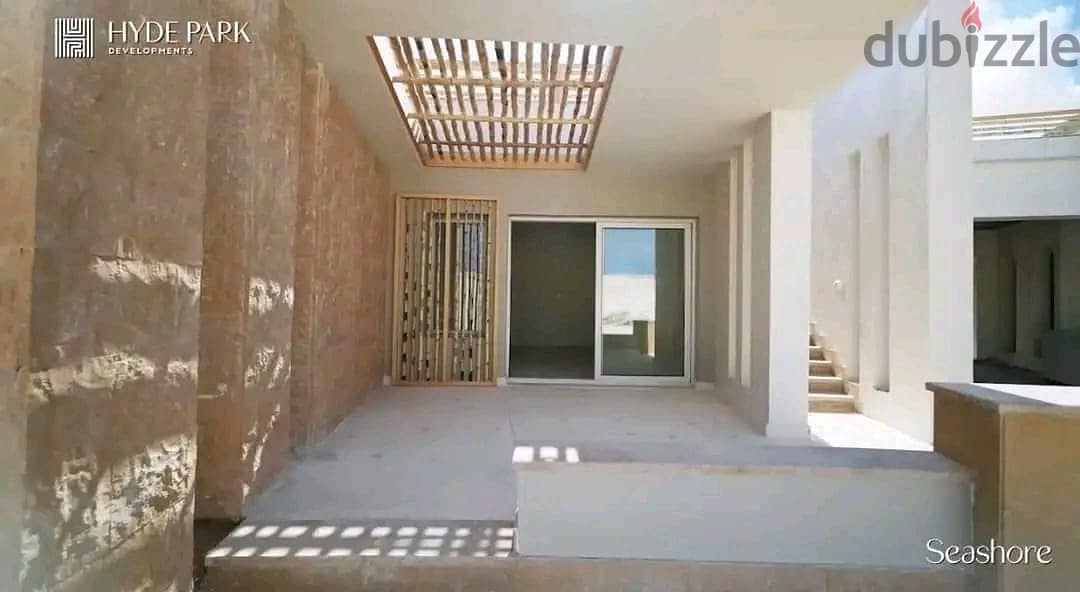 With the lowest down payment, own a fully finished 3-bedroom chalet + comfortable installments in Seashore Ras Al Hikma 3