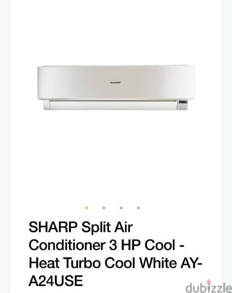 SHARP Split Air Conditioner 3 HP Cool - Heat Turbo Cool WhiteAY-A24USE 3