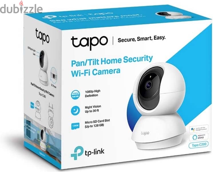 Tapo c200 360-degree smart wi-fi pan and tilt camera, 1080 p - white 2