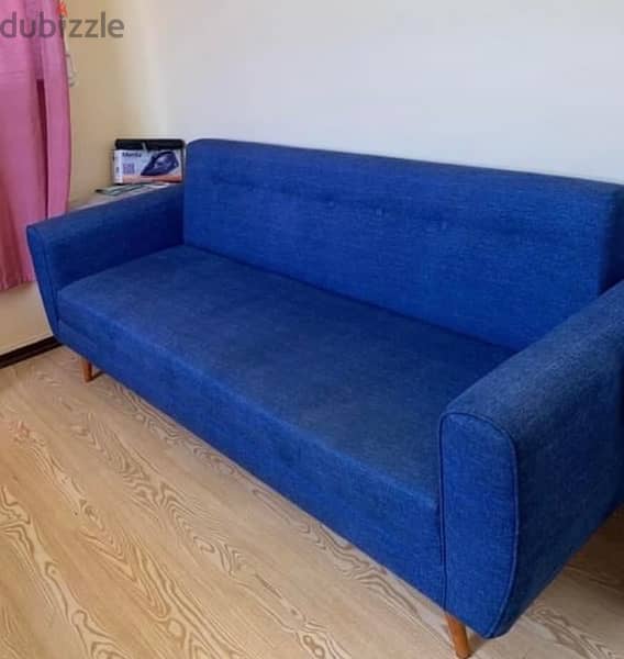 Blue sofa turns into bed 1