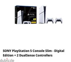 sony playstation 5 console slim - digital edition + 2 controllers