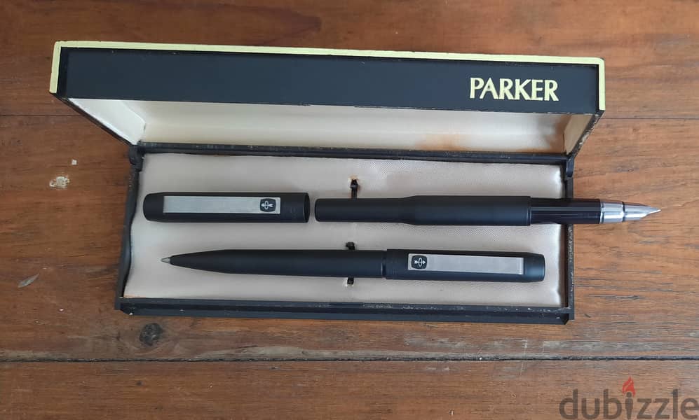 اقلام باركر الفاخرة PARKER 25 matt black epoxy fountain and ballpoint 7