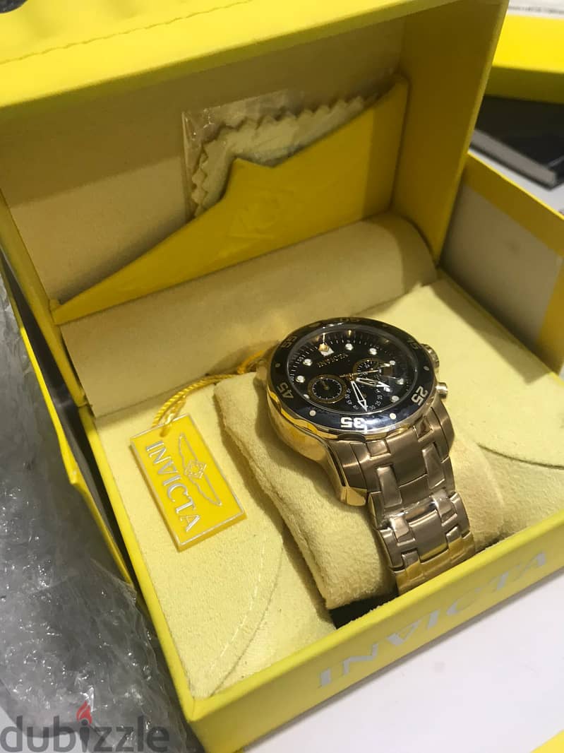 ساعة انفكتا سويسري invicta Pro Diver Model 0072 مطلية بالذهب عيار 18K 5