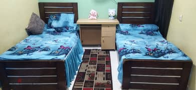 غرفة أطفال 2 سرير * عرض متر بالملل ودولاب وكنبة سرير