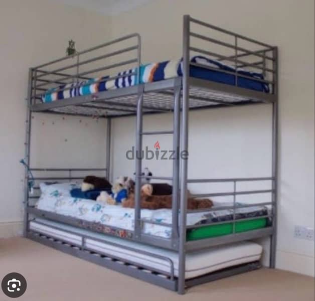 IKEA bunk bed with under bed  سرير دورين ايكيا مع سرير جرار في الاسفل 0