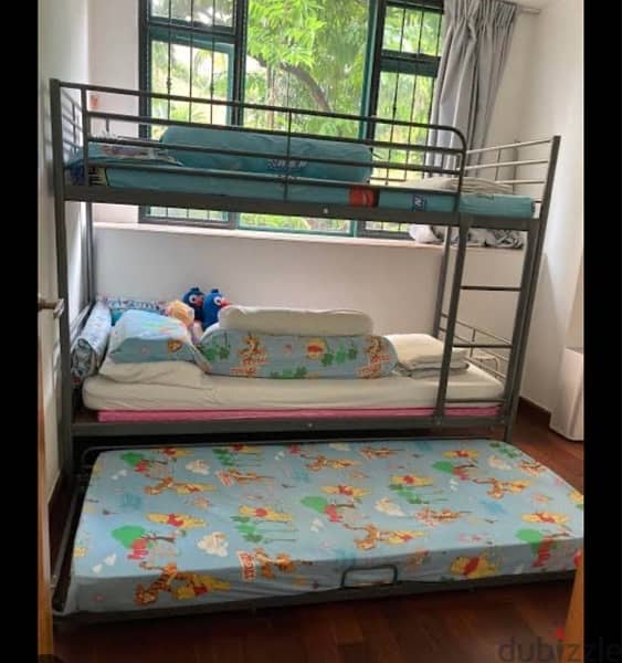 IKEA bunk bed with under bed  سرير دورين ايكيا مع سرير جرار في الاسفل 1