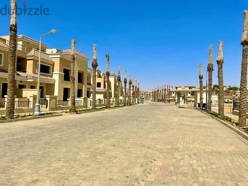 At the best price, villa for sale 295 sqm with garden ultra super lux ready to move in Sarai Al Mostakbal City Compound 2