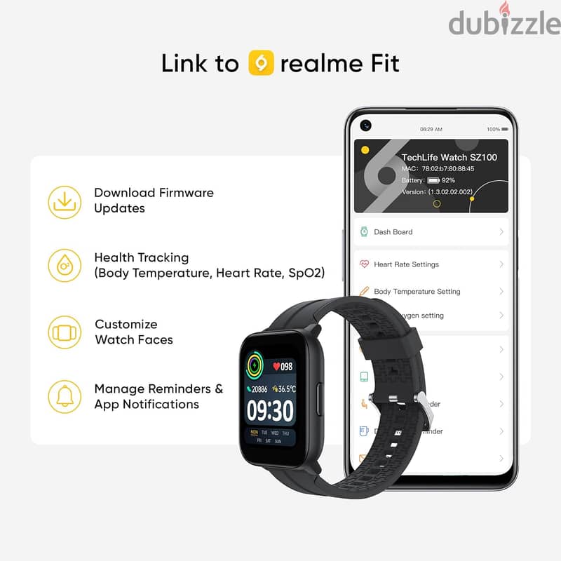 ساعة ذكية ريلمي Realme smart watch techlife sz 100 2