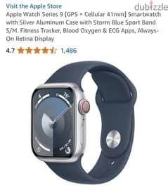 Apple watch series9 41mm cellular silver أحدث تقنيه تدعم شريحة الاتصال