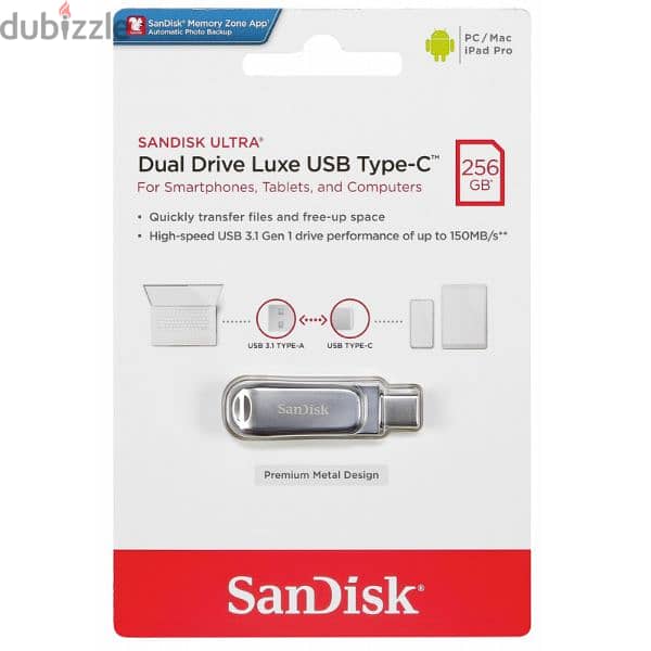 بسعر خيالي فلاش ميموري SanDisk Luxe Type C سعه 256 جيجا بايت بمخرجين 0