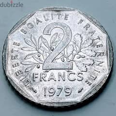 2 Francs 1979 Monnaie de Paris فرنك عمله فرنسيه نادره 10 الآلاف جنيه 0