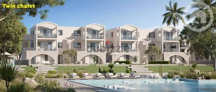 1BR chalet for sale, fully finished, first row lagoon, with a 10% discount and installments up to 10 years in Salt Ras El Hekma, North Coast