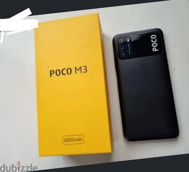 هاتف poco m3 معاه العلبه و الشاحن و جراب التلفون استخدام خفيف 0