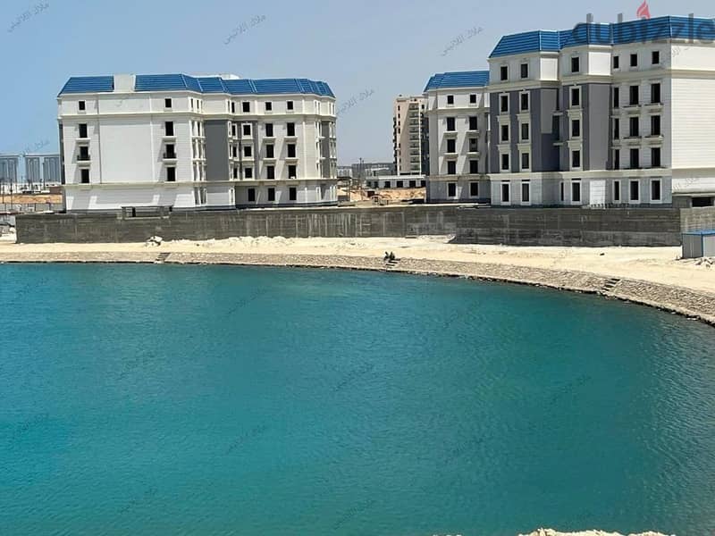 For sale, 131 sqm apartment, finished, ready for delivery, in Lower Egypt, with a panoramic view on the lagoon, the Latin Quarter, New Alamein 2