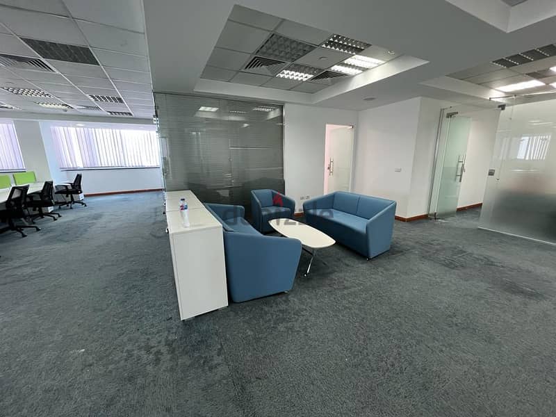 Furnished Office for rent 321 SQM finished with ACs on South Teseen - 5th Settlement / مكتب مفروش للإيجار متشطب بالتكيفات التسعين الجنوبي 7