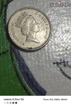 1 coin 5 pence queen elithapeth 1990 عملة 5 بينس  للملكة اليزابث 1990
