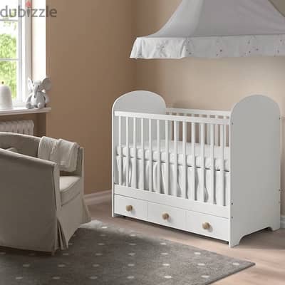 Ikea “GONATT” baby cot with drawer - سرير أيكيا للبيبي