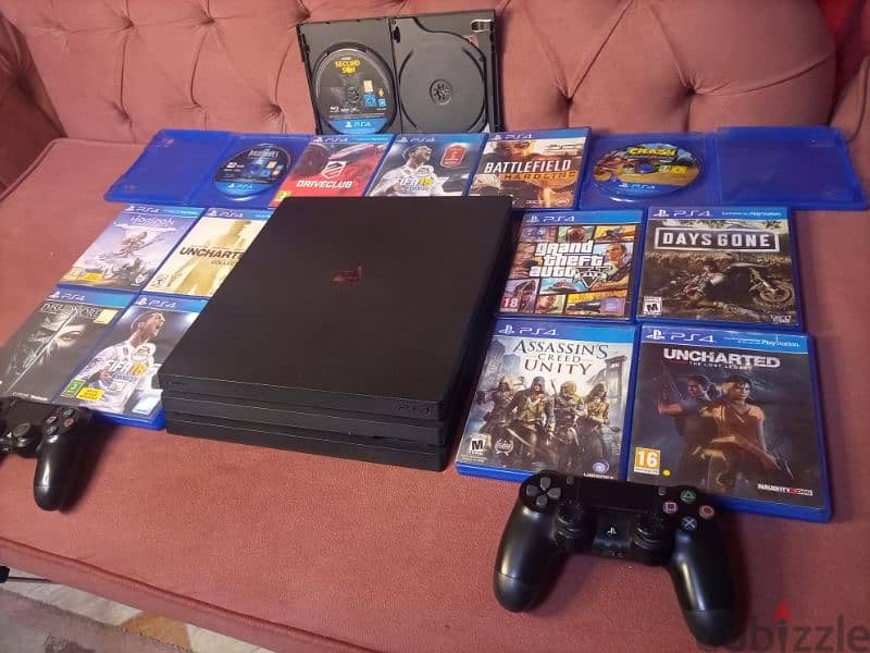 جهاز ps4 برو 1 تيرا ومعاه 13 اسطوانه 4