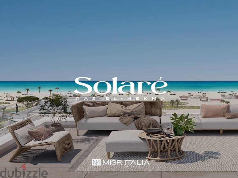 Two-room chalet for sale in the North Coast, Solari Village, Egypt, Italy, double view on the sea and the lagoon, fully finished, next to Mountain Vie 19
