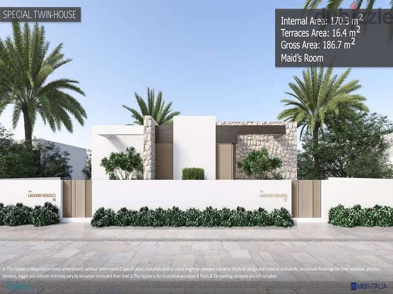 Two-room chalet for sale in the North Coast, Solari Village, Egypt, Italy, double view on the sea and the lagoon, fully finished, next to Mountain Vie 20