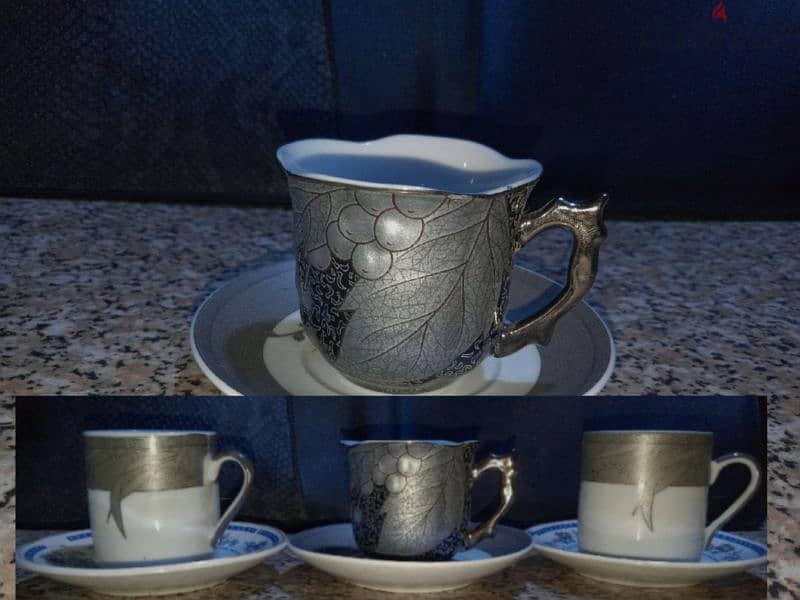 طقم فنجان قهوه ماليزي+ ٤ كاسات هديه 0