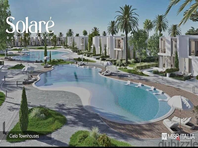 4Bed villa for sale down payment 1.3 million Solari Ras El Hekma Village North Coast next to Swan Lake first row sea view 0