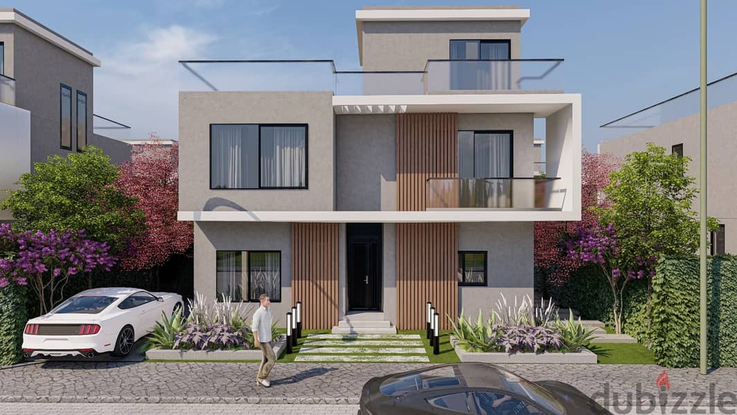 8 years installment for a villa at a competitive price with a private garden in Sheikh Zayed, Sun Square Compound 12