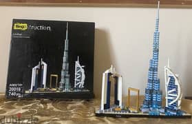Architecture model Dubai skyline construction building blocks