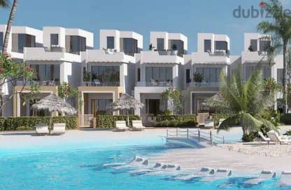 One-room chalet with a full view of Crystal Lagoon, fully finished, in Sea Shore. . . Hyde Park. . . Ras El Hekma 2
