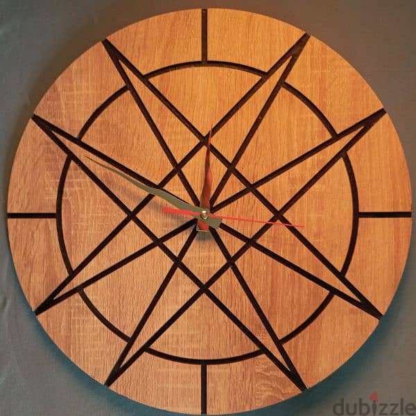 ساعة حائط خشبيه  - wooden clock 1