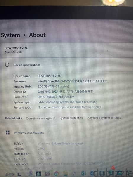 Laptop Acer Core i3(2021). Excellent Condition. Specs Upgraded 7