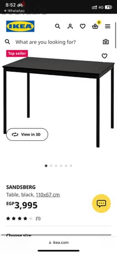 Only today price! IKEA SANDSBERG Table, black, 110x67 cm 0