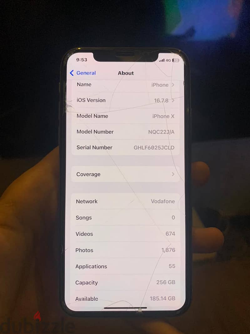 iPhone x 265GB Battery 82% 2
