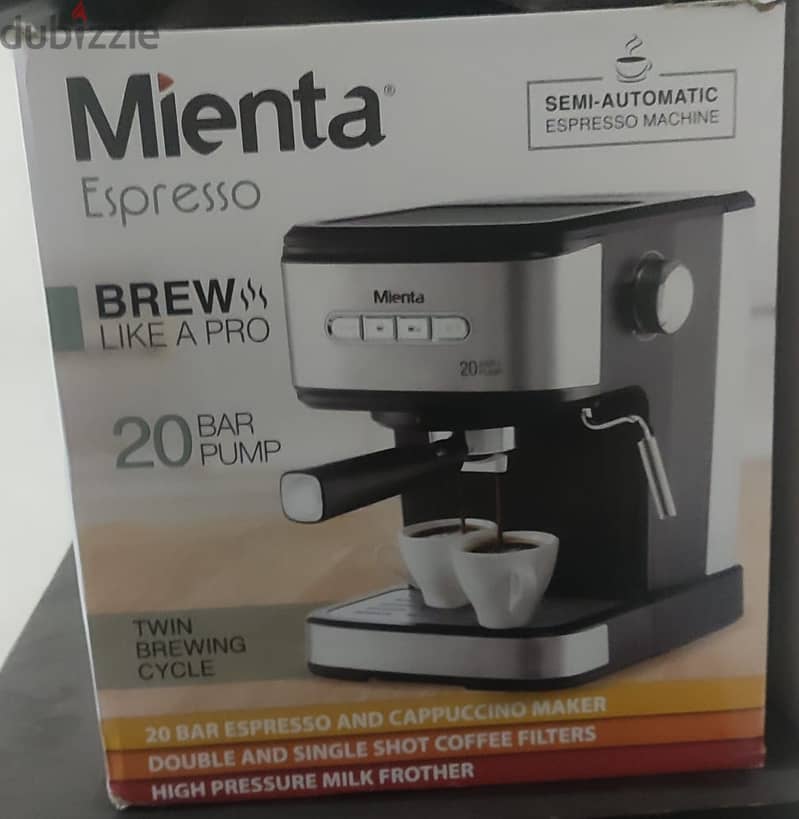 ماكينة تحضير قهوة اسبريسو من ميانتا  ستانلس ستيل، فضي 0