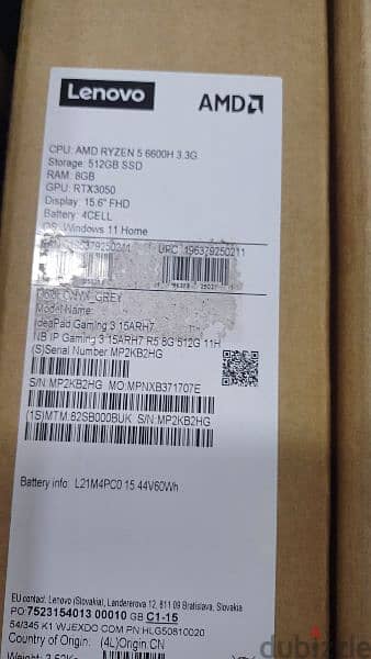 labtop Gaming Lenovo ieda pad (Ryzen 5 6600H-8G-512-RTX3050 1